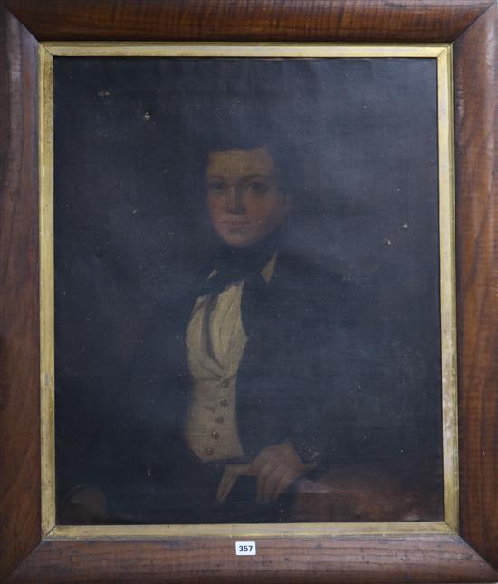 Victorian School Half length portraits of a lady and gentleman 75 x 63cm